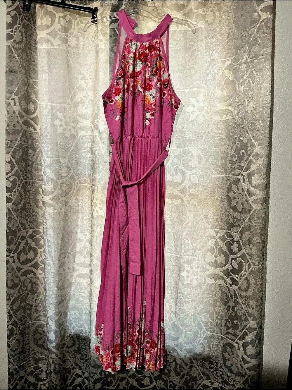 Max Studio Floral Maxi Dress Pink & Red Large